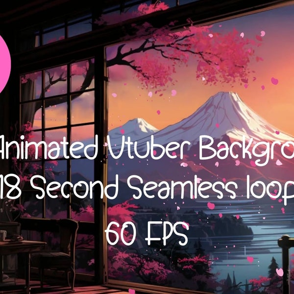 Vtuber Twitch Animated background, Cherry Blossom Japanese style animated stream overlay. 4k MP4 animated background for Gamer's