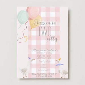 Two Silly 2nd Birthday Invitation-Editable Template-Instant Download