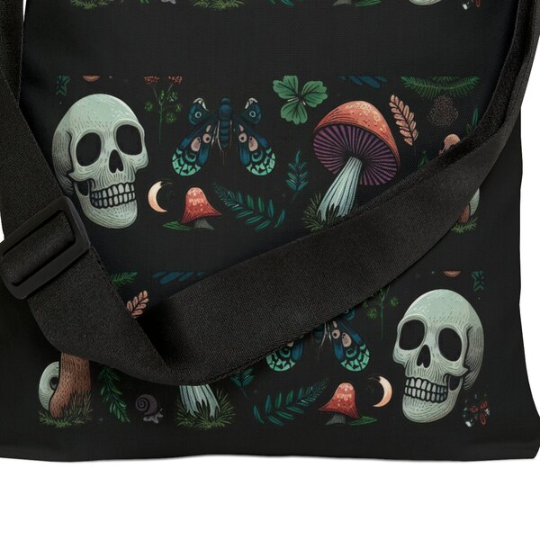 Goblin core of moth and skull Adjustable Tote Bag