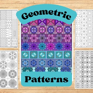 Geometric Abstract Coloring Pages, detailed patterns, printable (Digital Download PDF)
