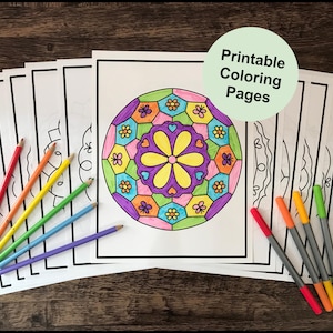 Flower Mandala Coloring pages, Easy Flower Mandala, Spring Flower coloring pages, Printable