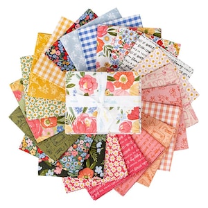 Florales Fat Quarter Bündel: Riley Blake Designs, 21 vorgeschnittene Anhänger aus Baumwollstoff