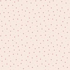 May include: A repeating pattern of small, red, five-petal flowers and tiny gold dots on a light beige background. The floral design is evenly spaced across the surface, creating a delicate and consistent texture.