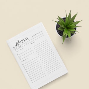 Elegant Minimalist Daily Planner To Do List, Instant Download, Productivity, To Do List, Printable Planner