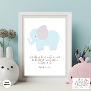 Wall Art for Nursery| Wall Art with inspirational| Wall Art for Baby Room| Kid&#39;s Room Decor| Nursery Print| Elephant Print| Baby Shower Gift