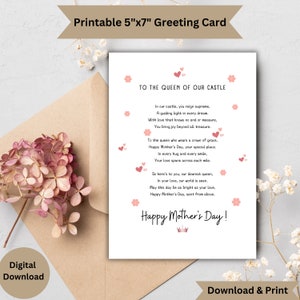 imprimable Happy Mother's Day | Téléchargement instantané PDF | Carte florale imprimable pour la fête des mères| Carte de voeux numérique| Imprimez à la maison