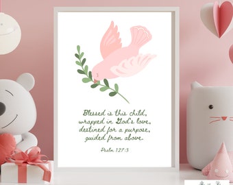 Dove Nursery Print: Bible Verse Wall Art, Baptism Gift (Digital Download)
