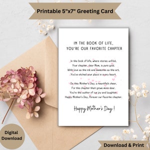 imprimable Happy Mother's Day | Téléchargement instantané PDF | Carte florale imprimable pour la fête des mères| Carte de voeux numérique| Imprimez à la maison