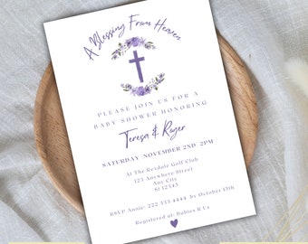 Editable Christian Baby Shower Invitation, Gender Neutral Christian Baby Shower Invitation Template, Instant Download, Printable Invite