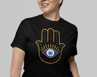 Hamsa hand, evil eye protection shirt