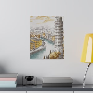 Pisa Tower Canvas Print, Vibrant Architectural Artwork, Perfect Wall Decor for Living Room, Unique Housewarming Gift