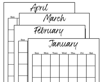 Undated Monthly Calendars