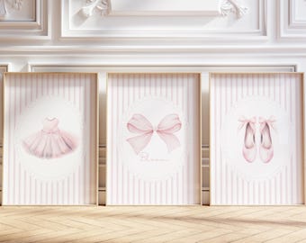 Pink Girl Ballet Nursery Prints | Pink Ballerina Nursery Wall Art Digital Download | Little Ballerina Bedroom Decor