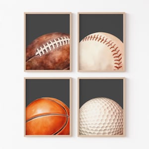 Sports Balls Nursery Decor Prints: Boy&#39;s Room Wall Art (Digital Prints)
