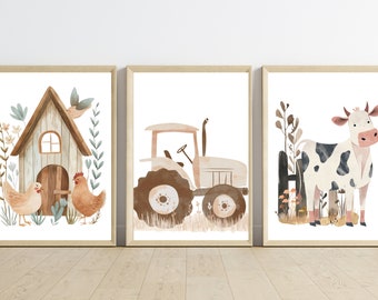 Charming Farm Nursery Prints, Rustic Barnyard Wall Decor, Vintage Farmhouse Art, Horticulture Posters, Instant Download