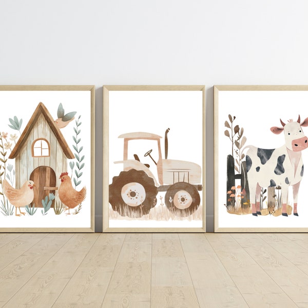 Charming Farm Nursery Prints, Rustic Barnyard Wall Decor, Vintage Farmhouse Art, Horticulture Posters, Instant Download