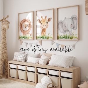 Set of 3 Baby Safari Animals for Nursery wall art, Nursery decor animals, Safari Nursery decor, jungle animals, kids wall art, Printable Art