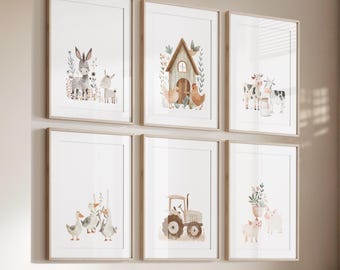 Farm Nursery Prints: Barnyard Animals, Vintage Farmhouse Decor