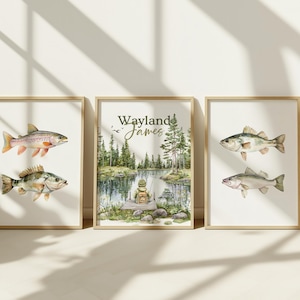 Personalized Fishing Nursery Art: Woodland Adventure Prints