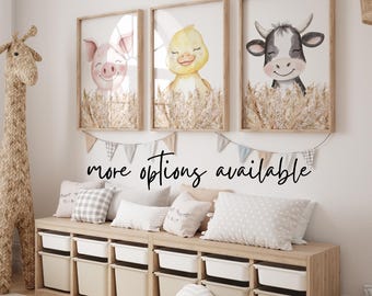 Bilder vom Bauernhof, Kinderzimmer Bilder, 3er Set, Kinderzimmer Dekor