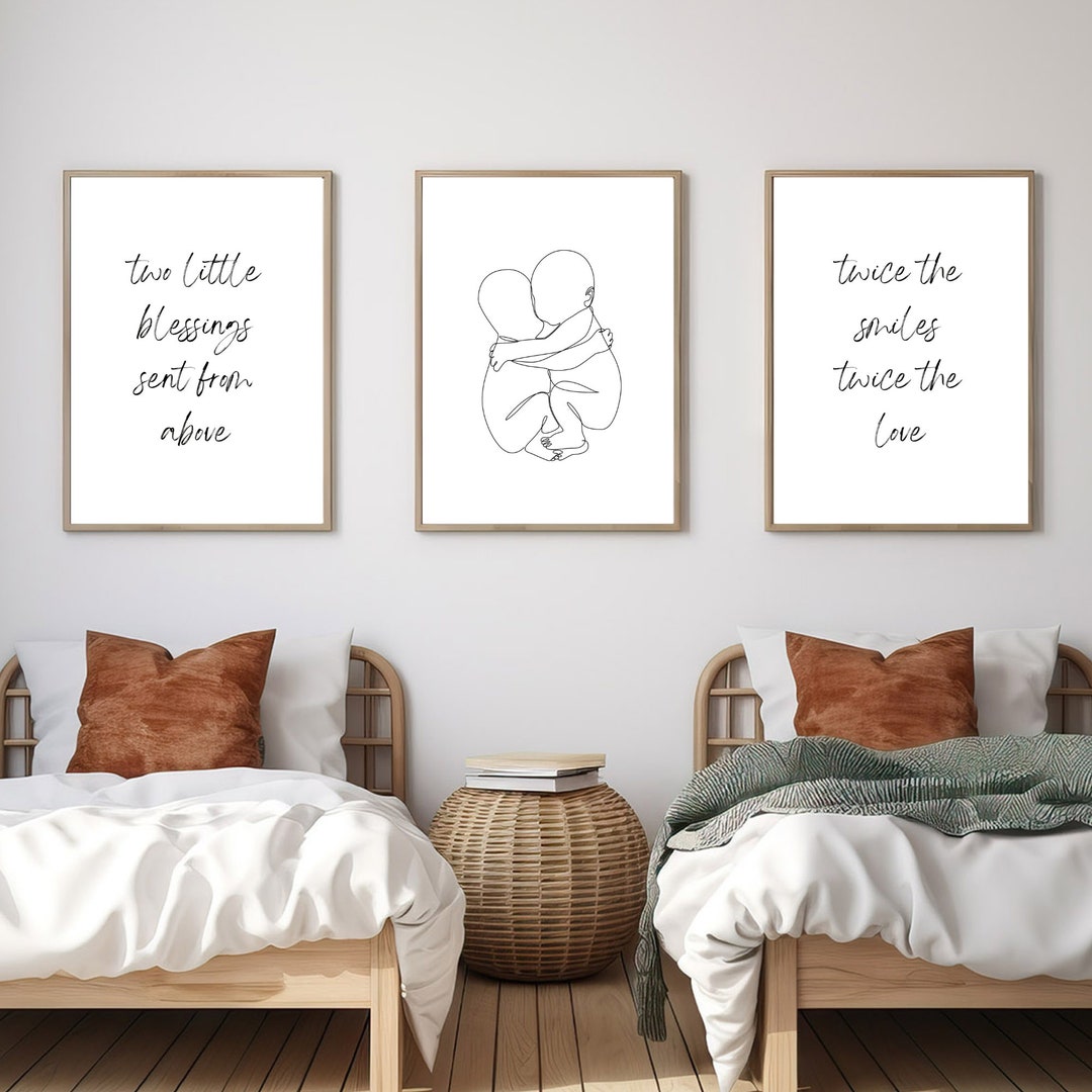 Twin Nursery Wall Art Quote Twin Nursery Minimalist Print for Gender ...