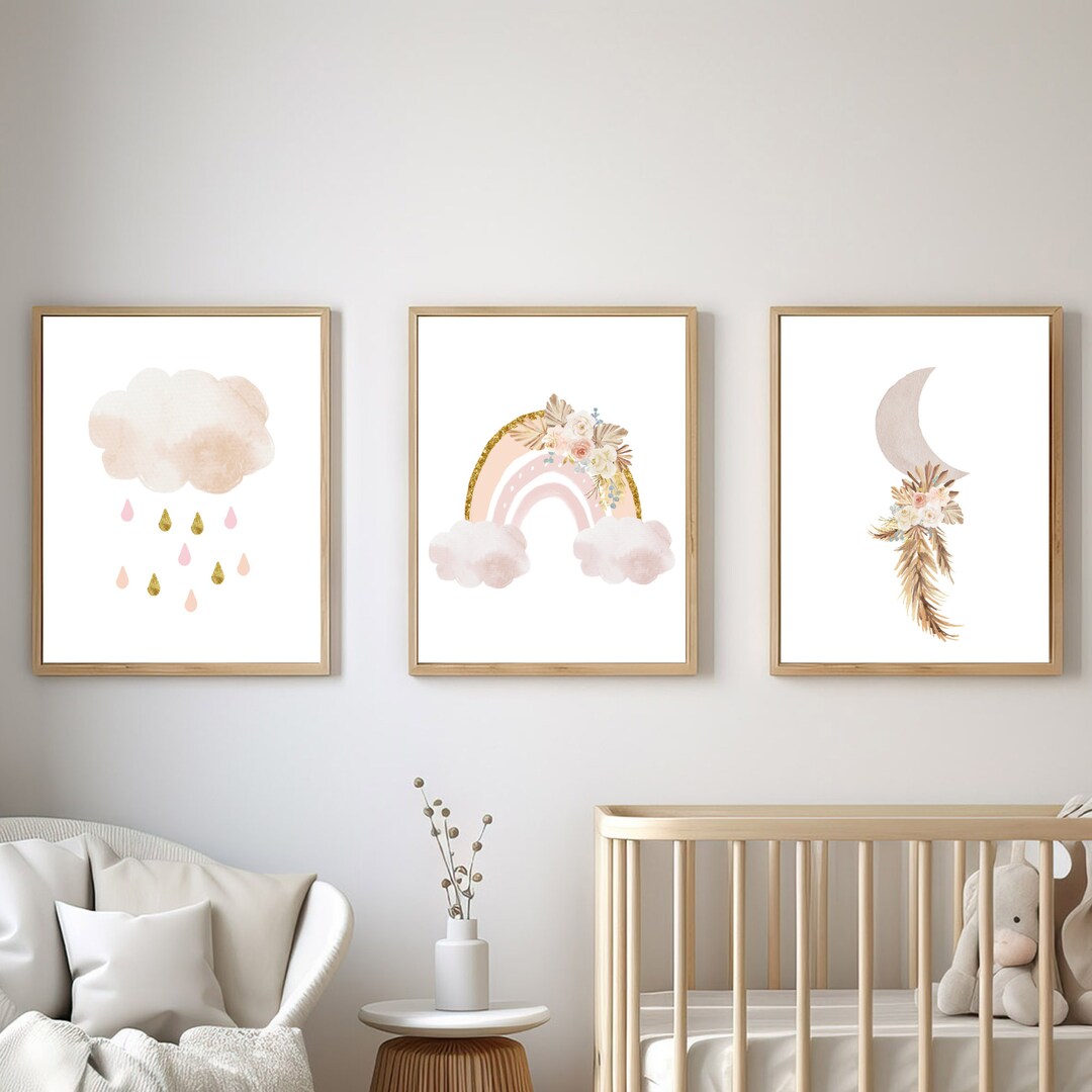 Girl's Boho Nursery Rainbow Prints Digital Wall Art Set - Etsy