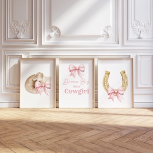 Cowgirl Nursery Prints Set - Blush Pink Rustic Decor for Western Girl Room