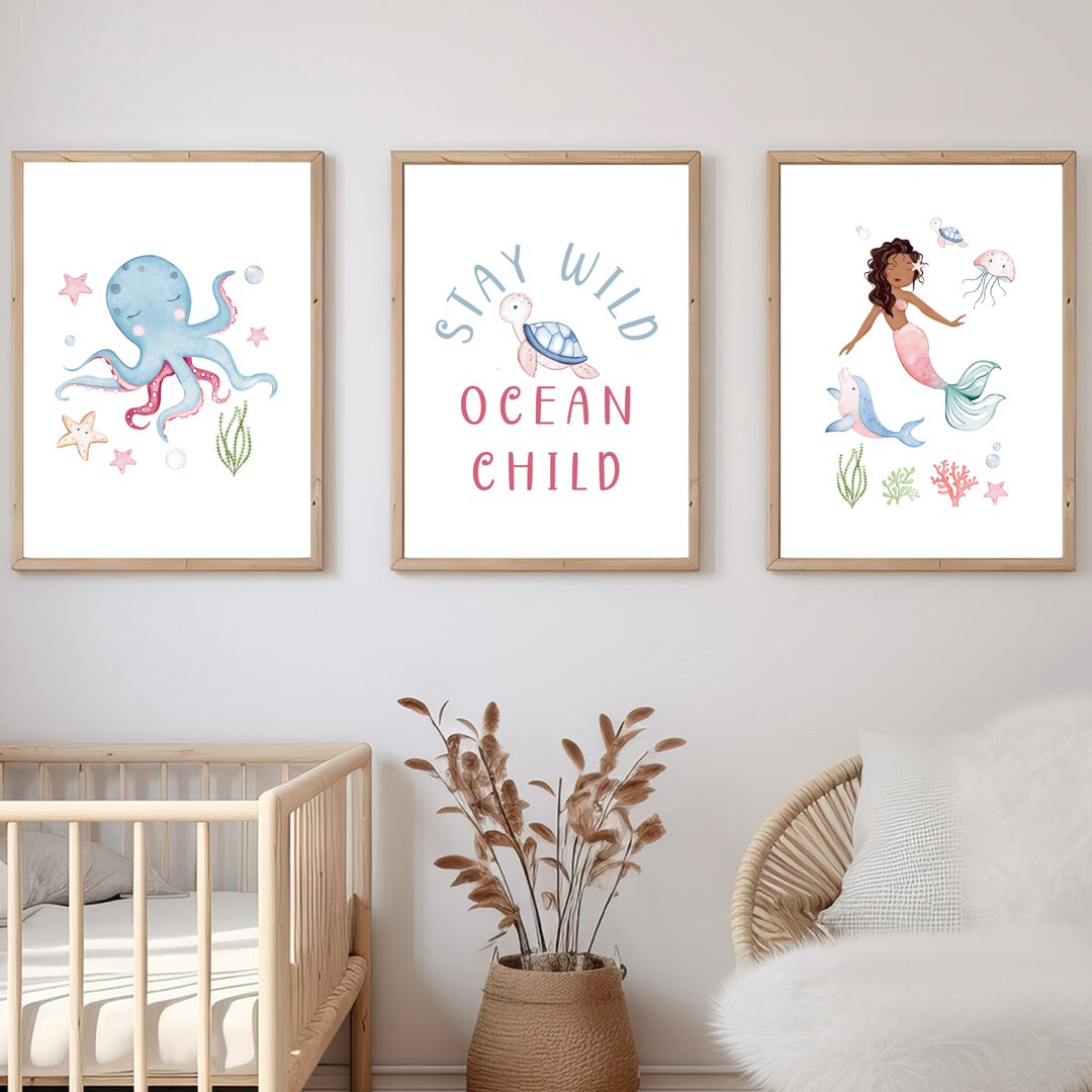 Mermaid Prints Captivating Mermaid-themed Nursery Art Printable Wall ...