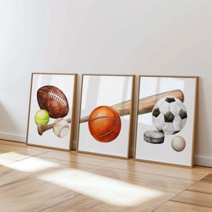 Sport Themed Nursery Wall Art | Digital Download Boys Room Decor - Baseball, Basketball, Football, Soccer & More!