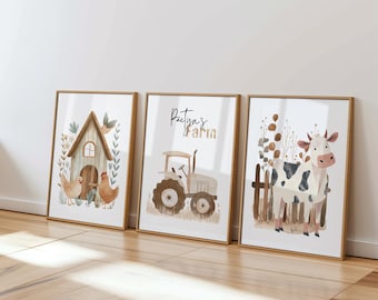 Personalisierte Bauernhof Kinderzimmer Drucke: Barnyard Tiere Wanddekoration