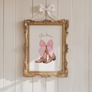Impressão de bota de cowgirl personalizada para berçário de meninas - Decoração ocidental personalizada - DOWNLOAD DIGITAL