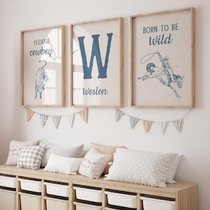 Láminas de vaquero personalizadas para guardería, arte de pared imprimible para habitación de niño, vaquero occidental, regalo perfecto para recién nacido, DESCARGA DIGITAL