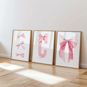 Pink Bow Prints | Bow Nursery Decor, Girly Posters & Aesthetic Wall Art for Baby Girl's Room
