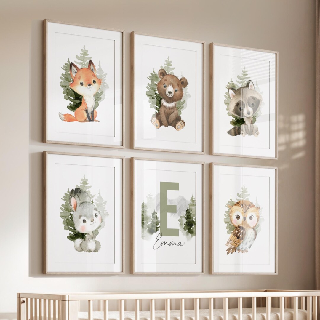 Woodland Nursery Decor Set - Forest Animal Prints - Nursery Wall Art - Etsy
