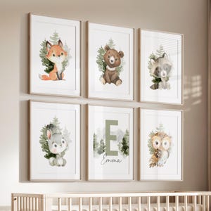 Woodland kinderkamerdecoratieset - dierenprints bos - muurkunst kinderkamer - DIGITALE DOWNLOAD