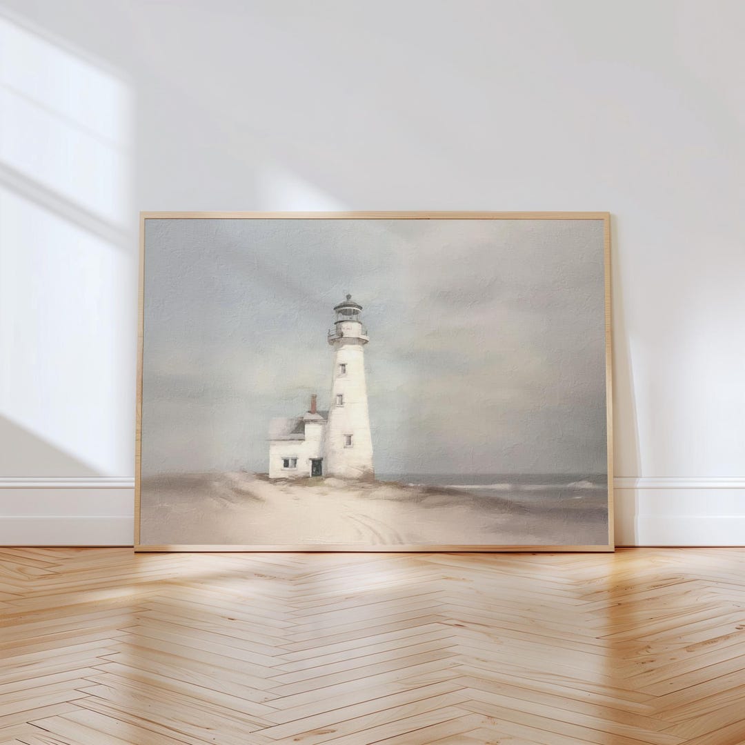 Coastal Lighthouse Art - Ocean Print, Beach Home Decor, Horizontal Wall ...