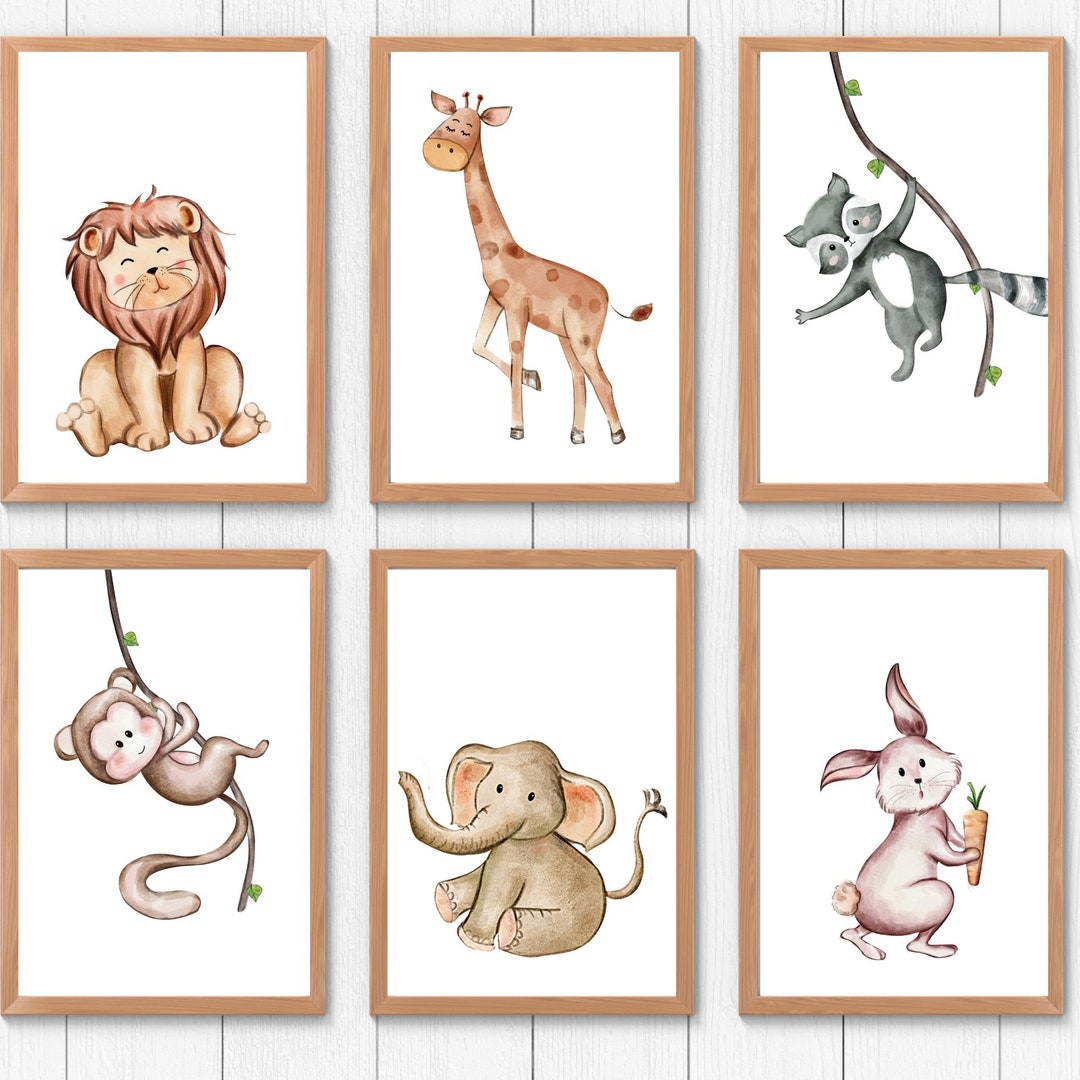 Jungle Nursery Wall Art, Safari Nursery Wall Decor, Animal Nursery