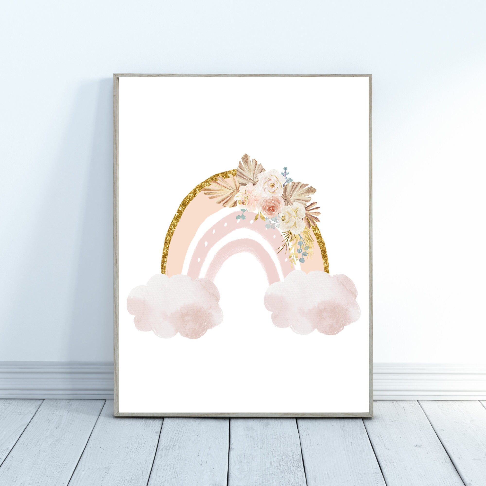 Girl's Boho Nursery Rainbow Prints Charming Digital Wall Art Set, Ideal ...