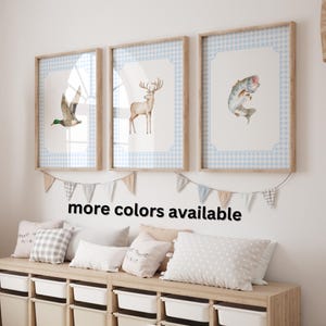 Kinderzimmer Poster: Ente, Hirsch, Fischen Poster (Digitaler Download)