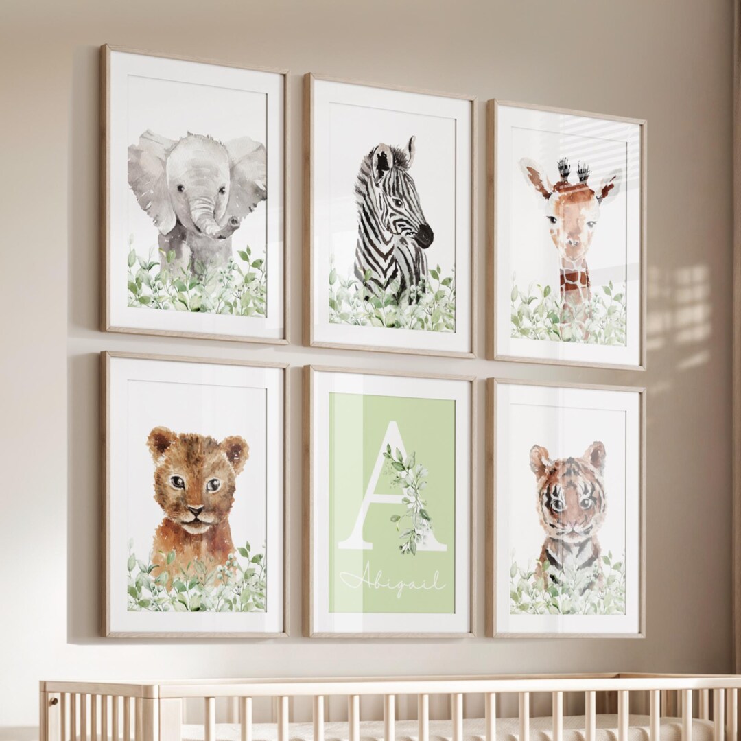 Girls Nursery Prints | Safari Animal Wall Art for Baby | Jungle Decor ...
