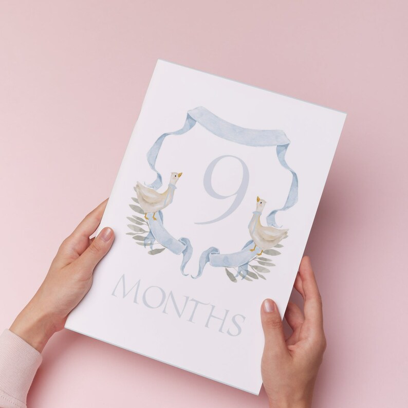 Grandmillenial Blue Crest Baby Milestone Cards - Capture Your Boy's ...