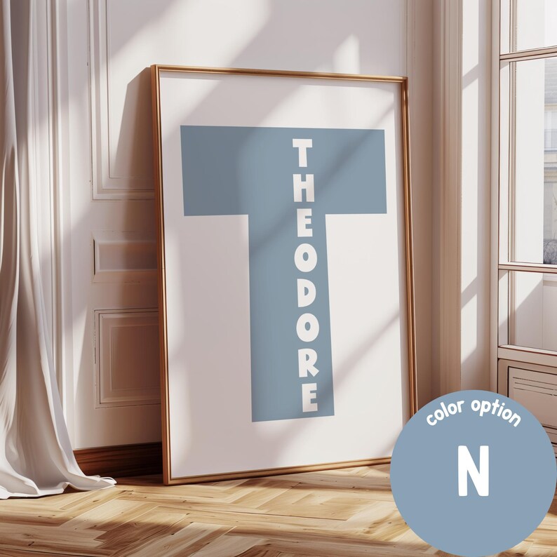 Theodore Lettering Personalized Monogram Print | Modern Graphic Initial + Name | Statement ...