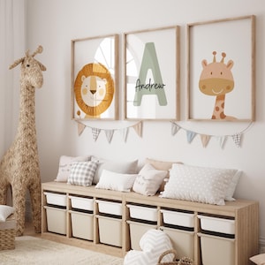 Safari Nursery Wall Prints, Nursery Decor, Boho Nursery Prints, Set of 3 Prints, Sage Green Nursery Prints, Nursery Wall Art, Printable Art