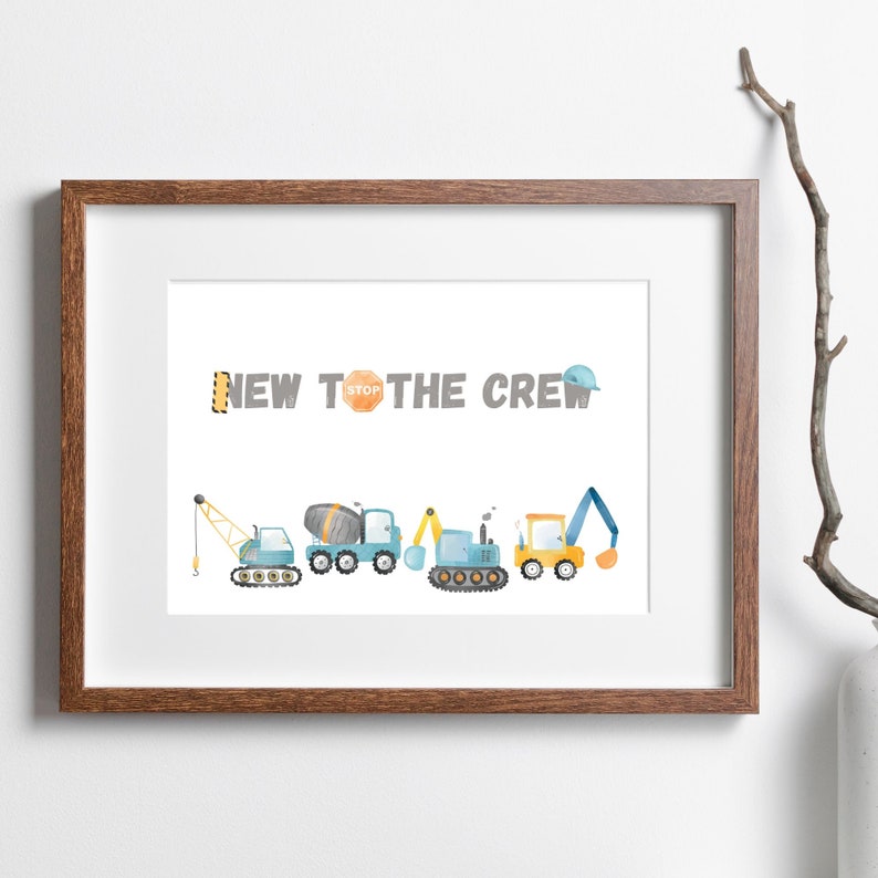 Construction Truck Nursery Wall Art Construction Print for Boys Blue Trucks Nursery playroom