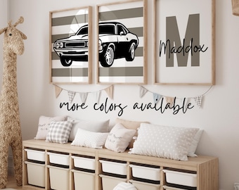 Vintage Car Nursery Prints: Classic Car Art, Set of 3