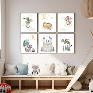Magical Dragon Prints for Castle and Dragons Nursery Decor - Fairytale Baby Dragons- DIGITAL DOWNLOAD
