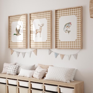 Kinderzimmer Poster: Ente, Hirsch, Fischen Poster (Digitaler Download)