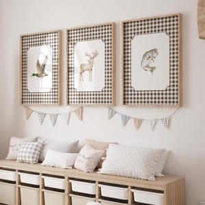 Kinderzimmer Poster: Ente, Hirsch, Fischen Poster (Digitaler Download)