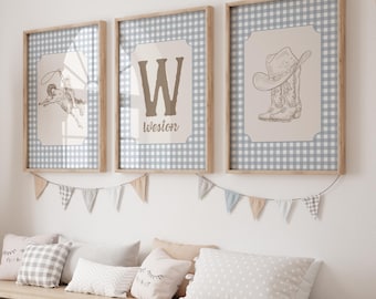 Personalisierte Cowboy-Kinderzimmer-Kunst: Rustikales Western-Dekor