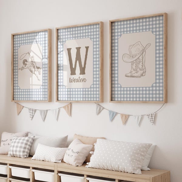 Personalisierte Cowboy-Kinderzimmer-Kunst: Rustikales Western-Dekor